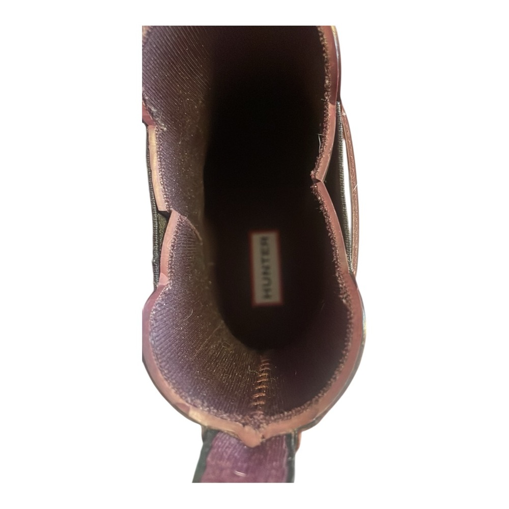 New Hunter Refined Slim-Fit Quilted Gloss Chelsea Rain Boots Merlot Size 9 - Picture 10 of 11